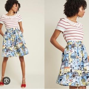 ModCloth A line Skirt with Greek Architecture Design, 4x